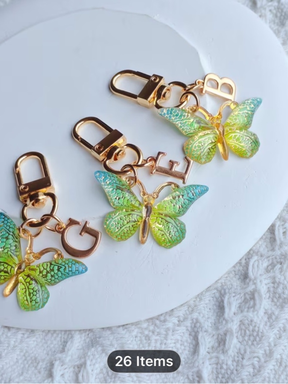 Butterfly initial keychains - Picture 4 of 4